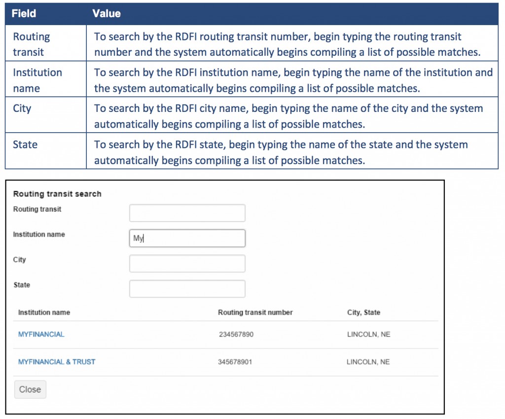 Screen shot of the Routing Transit Field