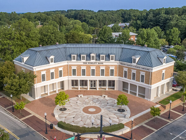 An image of a sunny day at the main Cary bank