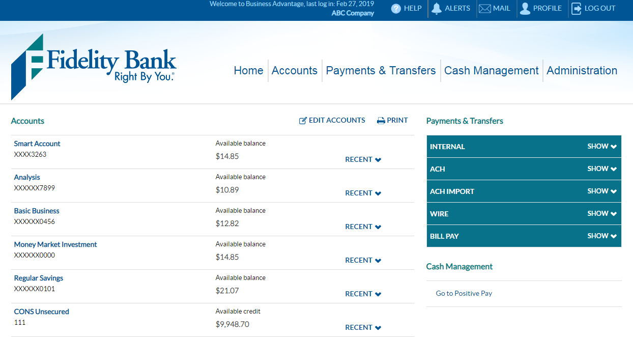 A picture of a fidelity web page