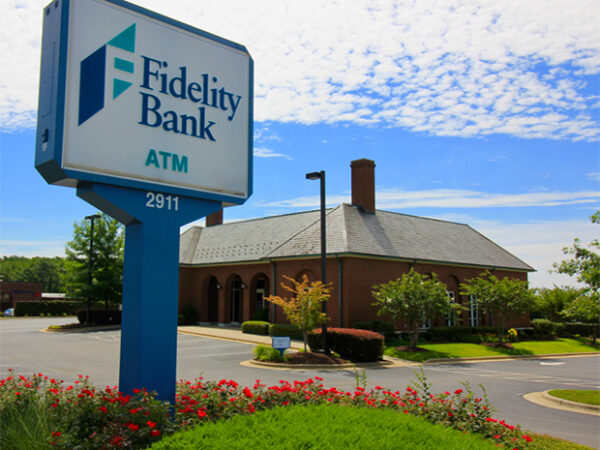 An image of a sunny day at the Fayetteville bank