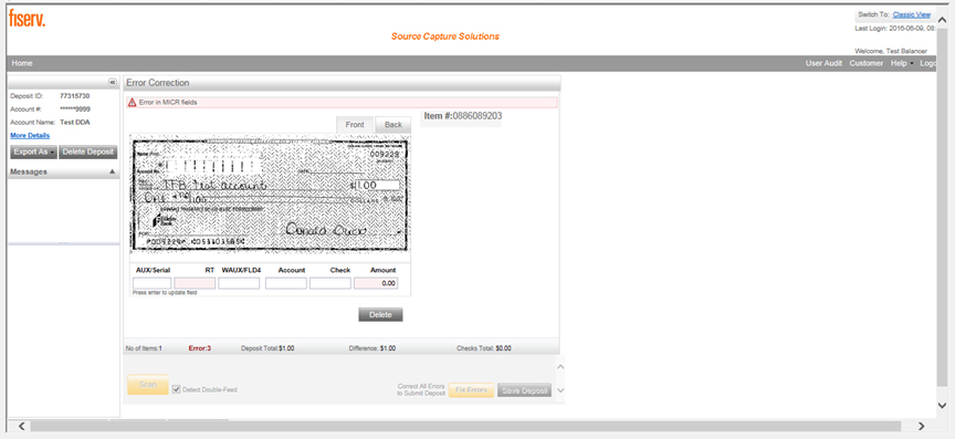 A picture of a fiserv web page