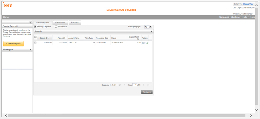 A picture of a fiserv web page