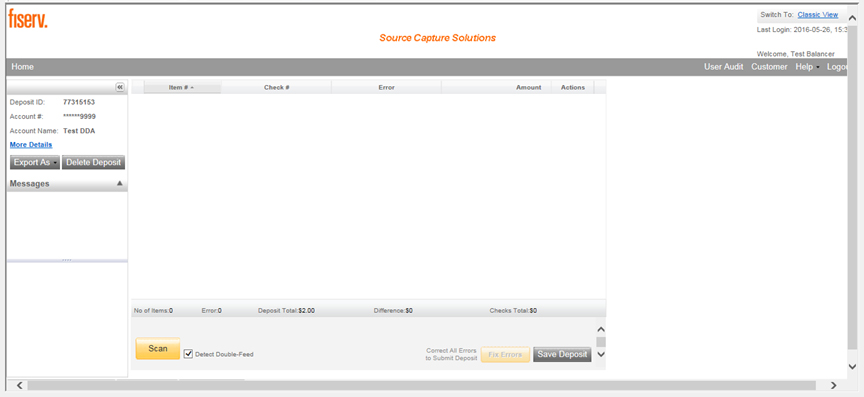 A picture of a fiserv web page