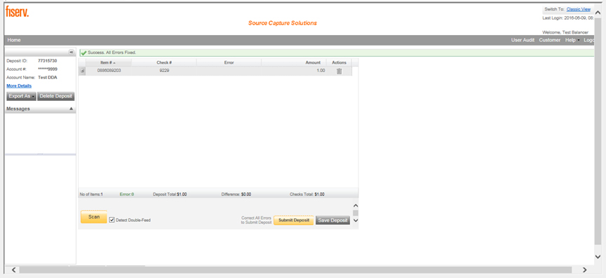 A picture of a fiserv web page