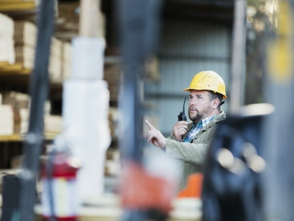 Man on walkie talkie