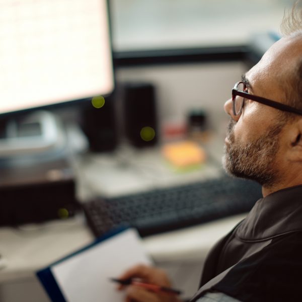 Man looking at computer