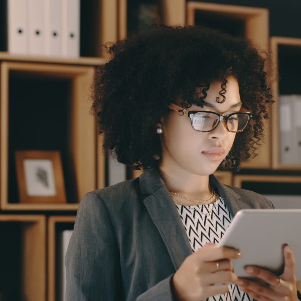 businesswoman using a digital tablet at the office