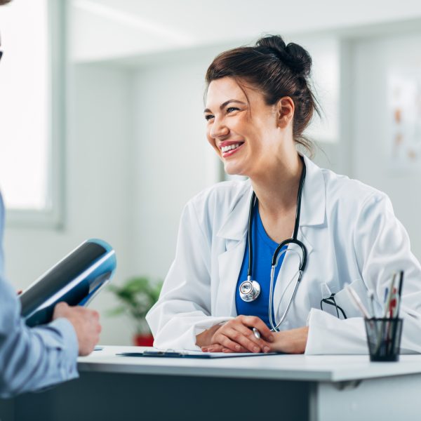 Doctor and patient in doctor's office