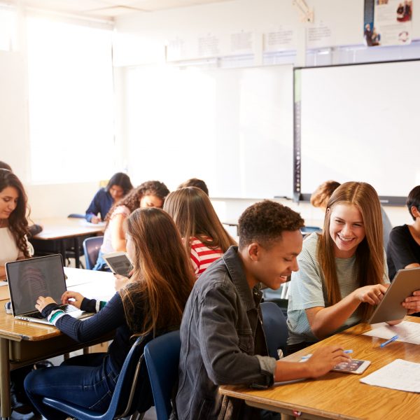 students learning in a classroom