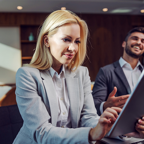 Lady on iPad in office