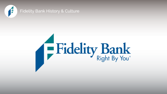 Fidelity Bank logo on gray to white gradient background
