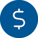 Dollar sign icon on blue background